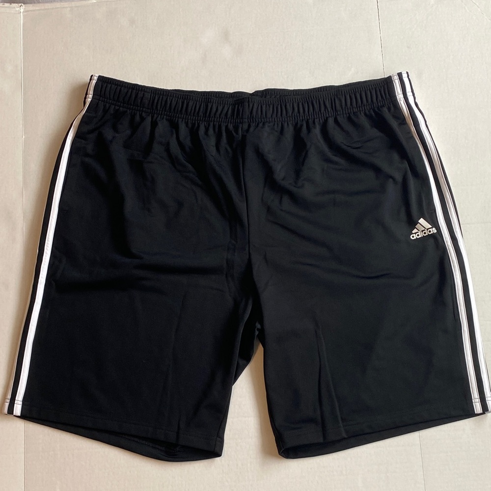 Adidas Men's Black Shorts with White Stripes